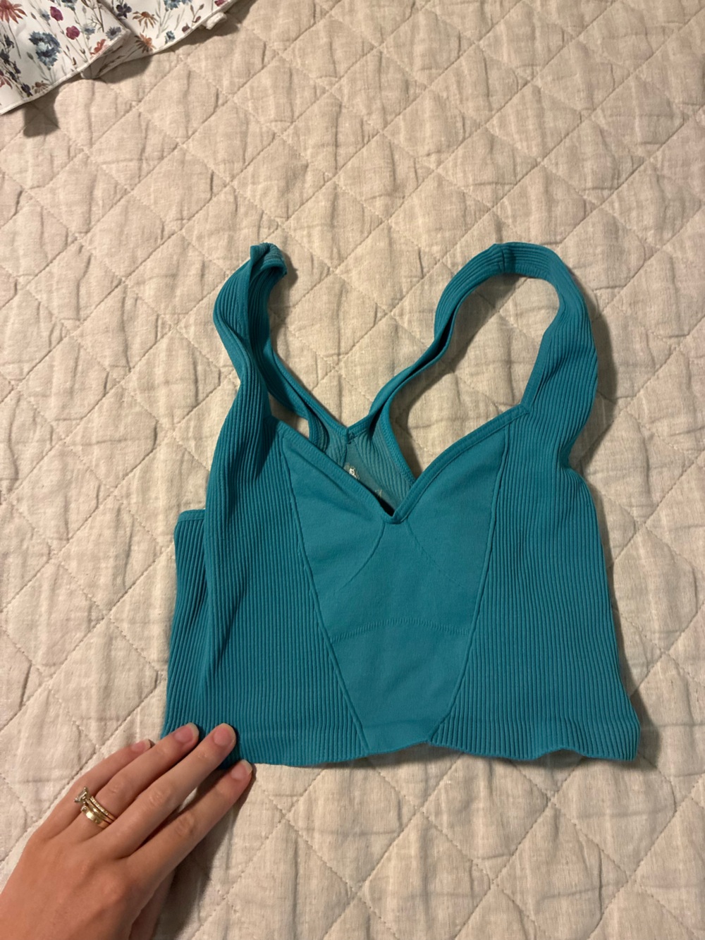Free People Teal Scoop Ribbed Tank